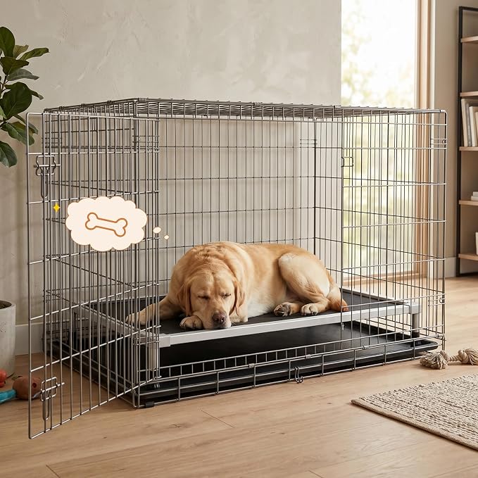 Veehoo Chew Proof Elevated Dog Bed, Silver Aluminum Dog Cot, Pre-Assembled | Cooling Raised Dog Bed for Large Dogs, Indestructible Dog Bed for Crate, Breathbale, Non-Slip Feet, Indoor Outdoor