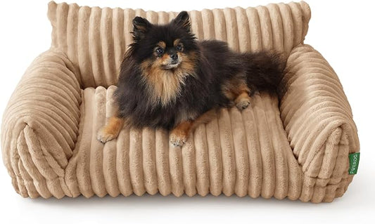 Cute Couch Bed for Pets, Supportive Cat Sofa for Indoor Cats, Medium Dog Sofa Bed for Medium Dogs, Beige, 30 inches