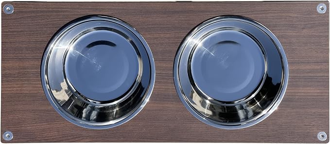Raised Pet Bowls for Cats and Dogs, Outdoor Elevated Dog Cat Food and Water Bowls Stand Feeder on Aluminum Legs with 2 Stainless Steel Bowls Sizes for Small Medium and Large Dogs. Large (Tosca)