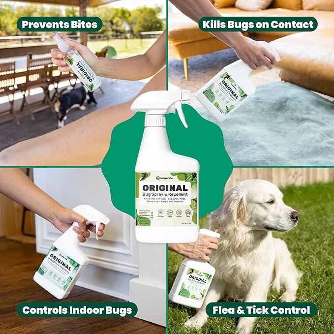 Cedarcide Original Bug Spray | Repel & Kill Fleas, Ticks, Mosquitoes, Mites, Ants & Chiggers | Natural Cedar Oil | Eco-Friendly | Pint (16 Oz.)