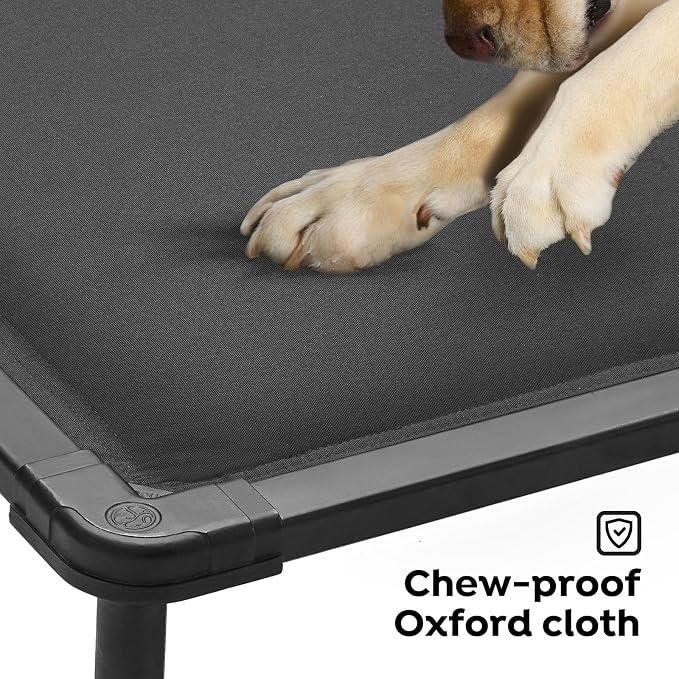 Veehoo Chew Proof Elevated Dog Bed, Padded Indestructible Raised Dog Cot | Orthopedic Dog Platform Bed with Soft Padded Mat, Durable Waterproof Pet Cot for Indoor, Outdoor or Crate, 41-Inch, Grey