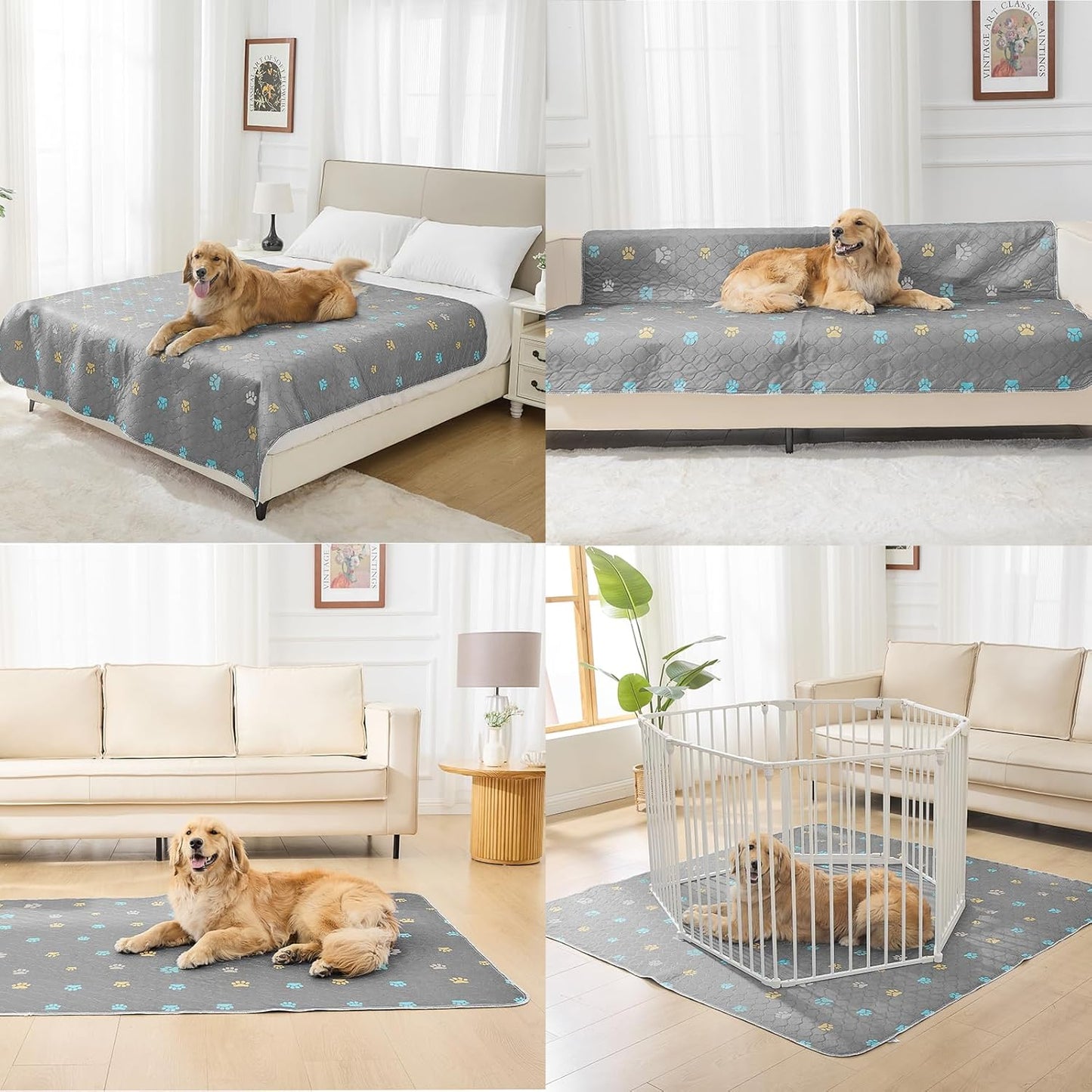 Aitmexcn Washable Puppy Dog Pee Pad, 2PCS 100% Waterproof Whelping Training Mat for Puppy/Senior Dog, Fast Drying Reusable Puppy Pads for Indoor, Outdoor and Car Travel- 36x41'' Llight Gray