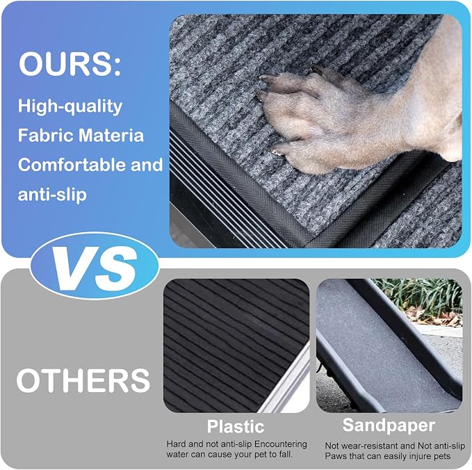 Uross Dog Ramp for Car 63" Long - Collapsible Pet Ramps for Large Dogs SUV Truck Folding Outdoor Dog Ramp for Porch Steps
