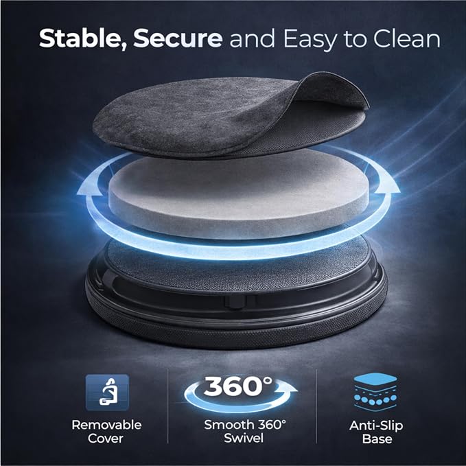 Pack of 2, 360 Degree Swivel Seat Cushion for Easier Sitting and Standing, Mobility Cushion for Chair and Car, Black, 15 Inches,