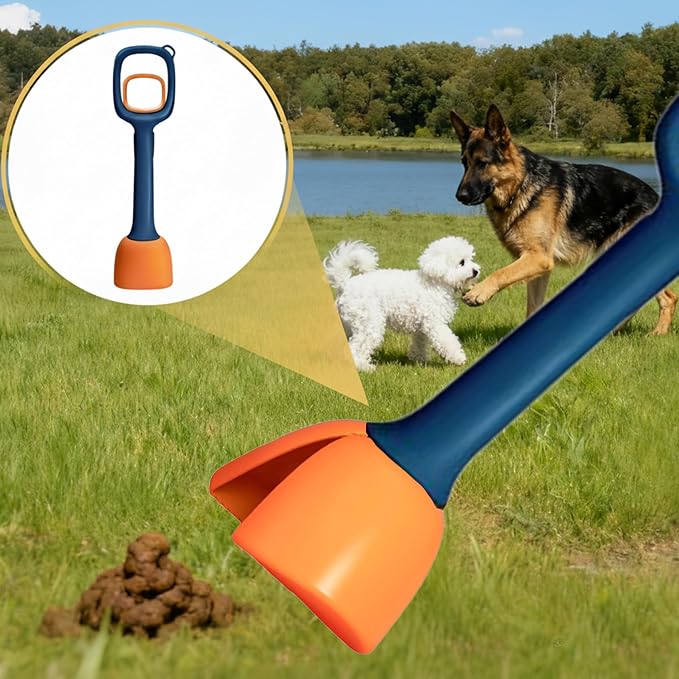 Dog Poop Scooper - Scooper for Small Medium Large Dogs - Indoor and Outdoor Cleaning Tool & Pooper Scooper with Short Handle (White)