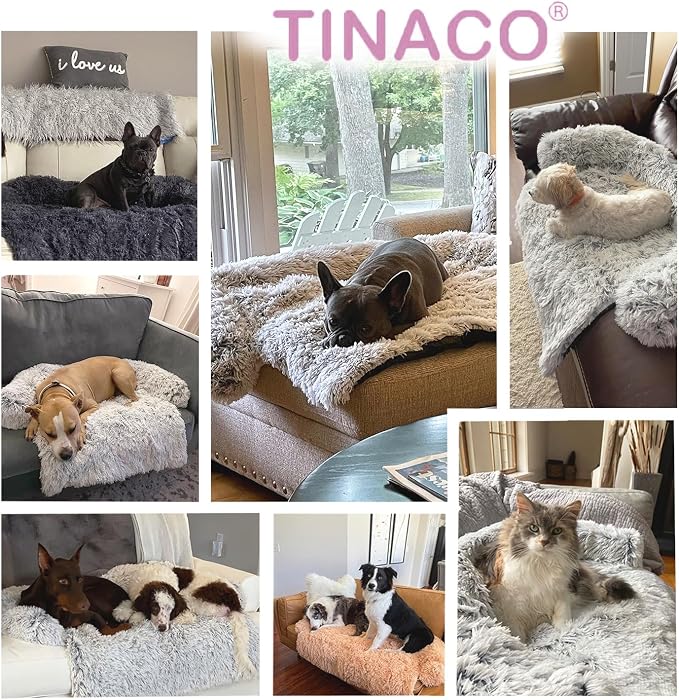 Luxurious Calming Dogs/Cats Bed Mats, Dog Pad Washable Removable Couch Cover, Plush Long Fur Mat for Pets, Waterproof Lining, Perfect for Small, Medium and Large Dogs and Cats (Pink, 59"x39")