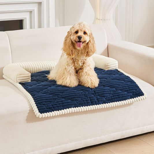 HAOMAIJIA Dog Couch Bed for Large Dogs, Non Slip Pet Couch Covers for Sofa Thick Soft Washable Dog Couch Cover Protector All Seasons Universal Dogs and Cats Bed Mat (Navy Blue, Large)