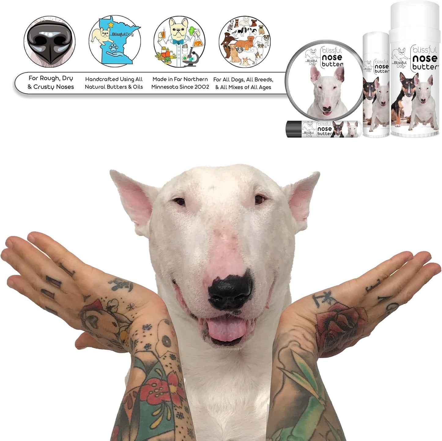 The Blissful Dog Bull Terrier Unscented Nose Butter, 8 oz
