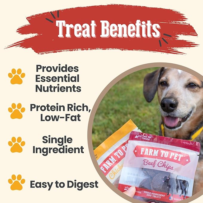 Farm To Pet - Puppy Packs 'N Snacks Dog Treat Starter Pack - Chicken 4oz + 1 Beef & 1 Turkey & 1 Fish Snack Pack - Single Ingredient Training Treats, All Natural, Lean for Small, Medium, Large Breeds