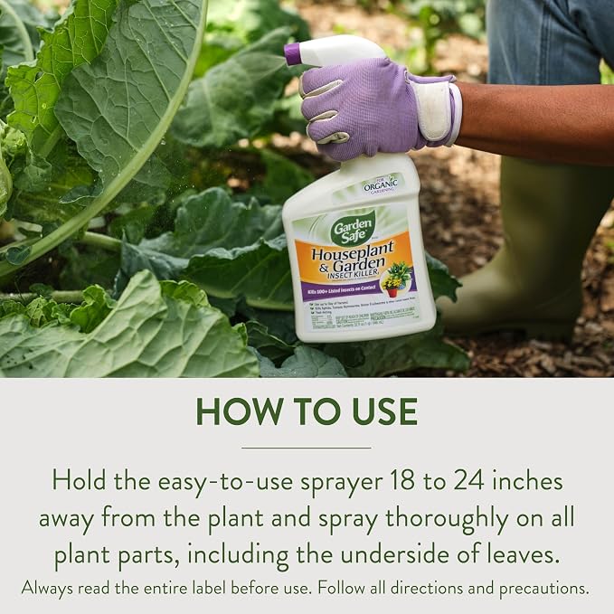 Garden Safe Brand Houseplant & Garden Insect Killer2, 32 Fluid Ounces, Kills 100+ Listed Insects on Contact, For Use in Homes, Home Gardens & Home Greenhouses Up to Day of Harvest