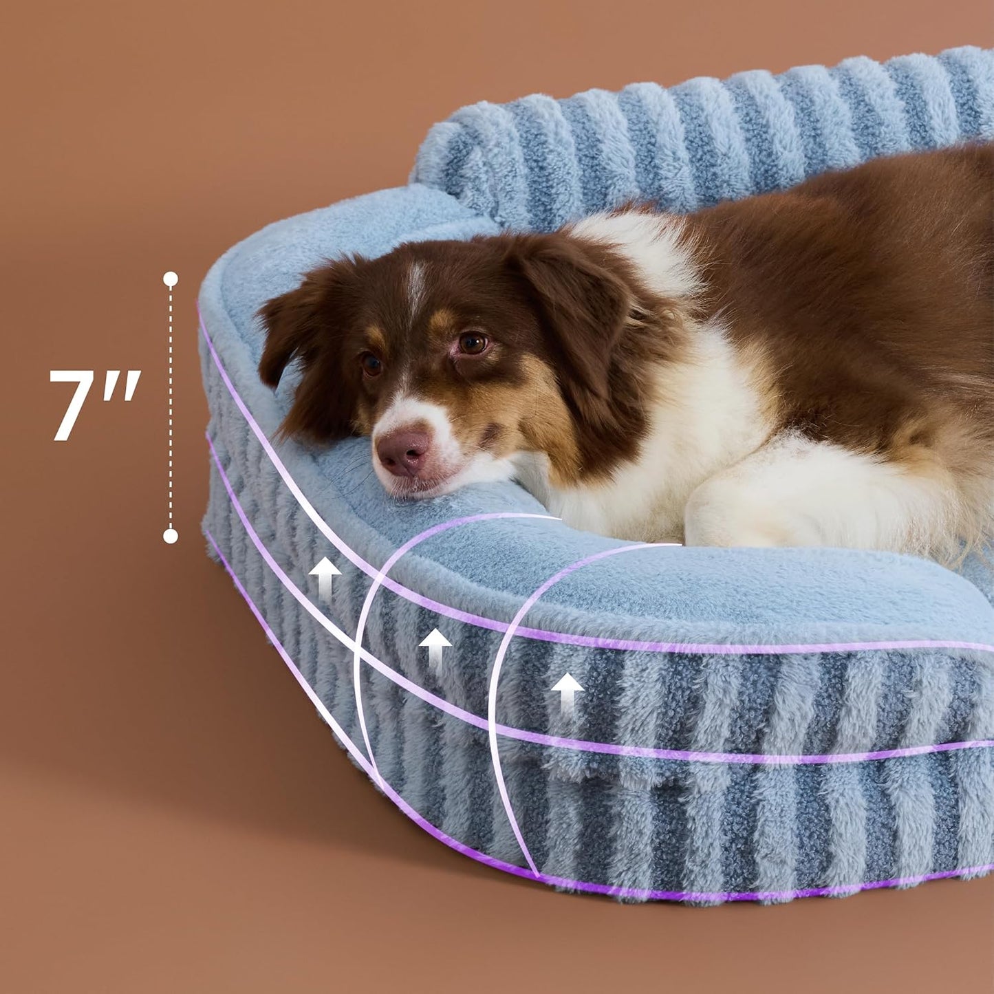 LE SURE Cute Dog Beds Large Sized Dog, Orthopedic Waterproof Large Pet Bed with Sides, Non-Slip Bottom and Egg-Crate Foam Pet Couch Sofa with Washable Removable Cover, Blue