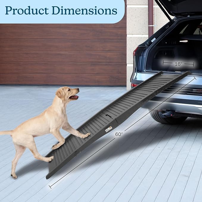 Nonslip Dog Ramp - 60-Inch Tri-Fold Incline with Raised Sides for Pets - Portable Ramps for Dogs to Get into a Car, Truck, SUV or Home by PETMAKER
