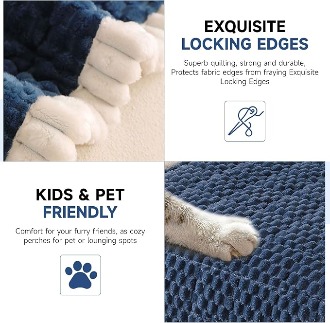 OTOB Couch Covers for Sofa Pet Friendly, Washable & Non Slip Fuzzy Dog Couch Cover Love Seat Sofa Slipcovers Cushion Mat, Cozy Soft All Seasons Plush Furniture Protector (Blue, 27.6" x 59.1")