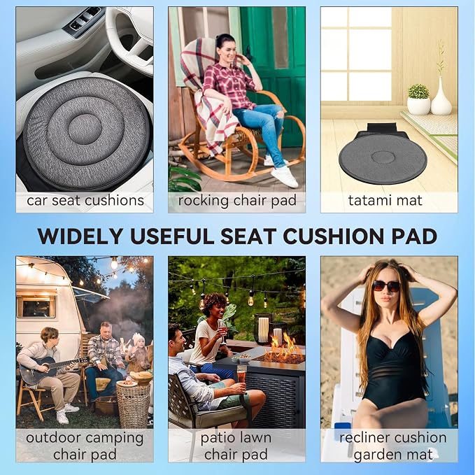Car Swivel Seat Cushion with 360 Degree Rotation and Non-Slip Base – Extra Thick Memory Foam Pad for Elderly, Pregnant Women & Kids (40cm Diameter, Universal Fit for Car/Office/Home)