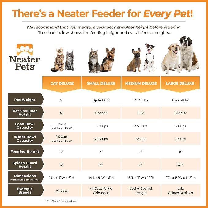 Neater Pet Brands Neater Feeder Deluxe Mess Proof Dog Bowls Elevated for Small Dogs Under 19 lbs, Made in USA, No Spill Raised Dog Food Bowl Stand Feeding Station, Food and Water Bowl Set, Gunmetal