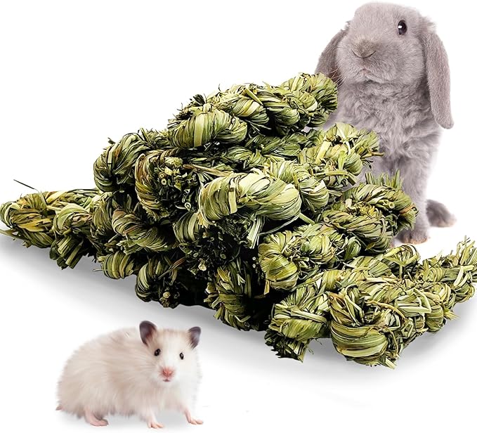 Hamiledyi 15 PCS Rabbit Chew Toys for Teeth - Timothy Hay Treats and Sticks - Natural Grass Chew Toys for Bunnies Guinea Pigs Hamsters and Chinchillas - Bunny Teeth Care