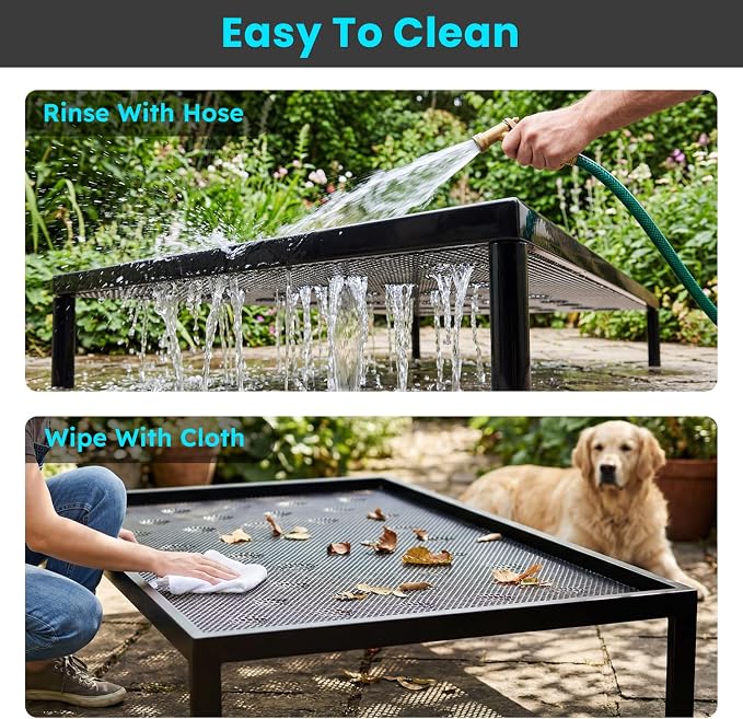 ZOMISIA Chew Proof Elevated Dog Bed for Medium Dogs, 36" x 24" x 5", Black | Indestructible Raised Pet Cot for Indoor & Outdoor Use, with Removable Waterproof Padded, Non-Slip & Washable, Easy to Clean