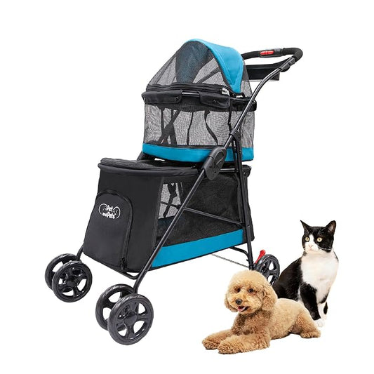PETIQUE Pet & Pets Double Decker Pet Stroller, 11.53 Pound, Teal
