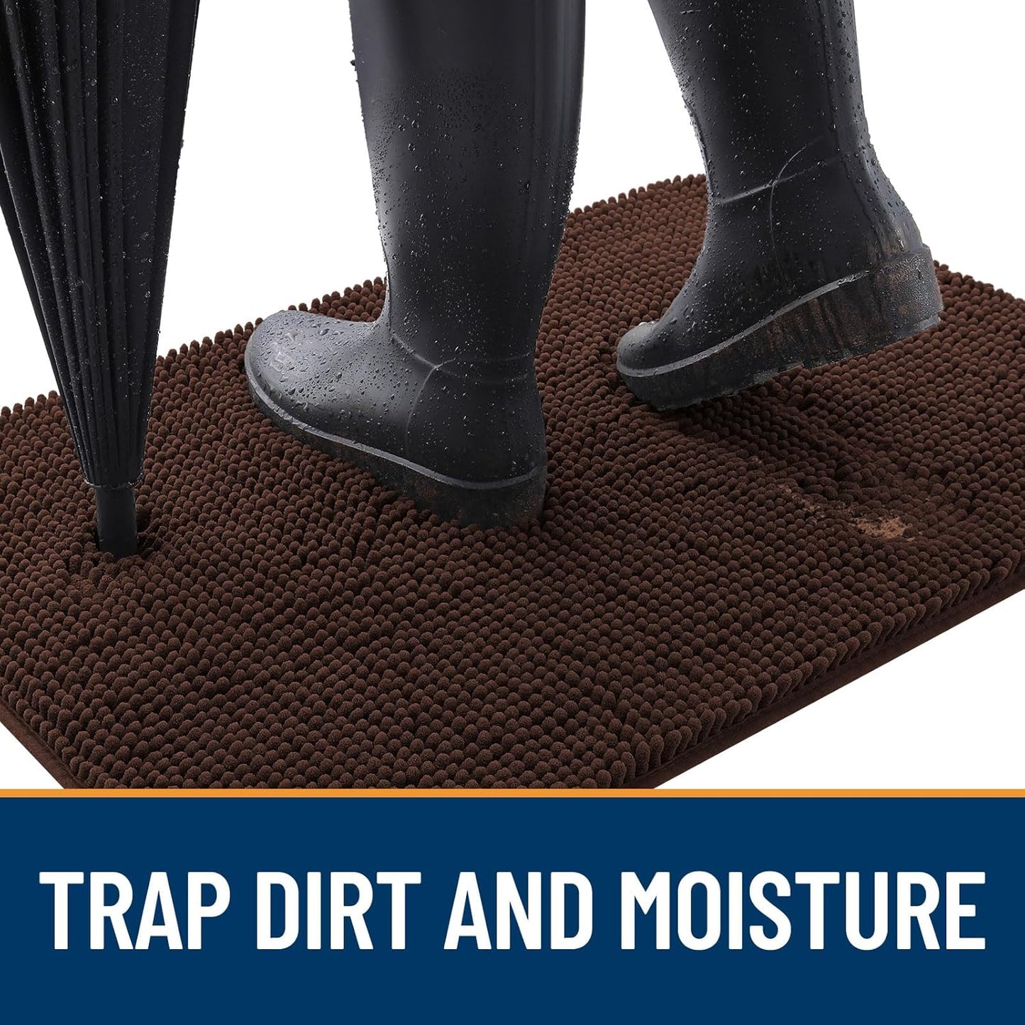 OLANLY Dog Door Mat for Muddy Paws 24x16, Absorbs Moisture and Dirt, Absorbent Non-Slip Washable Doormat, Quick Dry Chenille Mud Mat for Dogs, Entry Indoor Entryway Carpet for Inside Floor, Brown