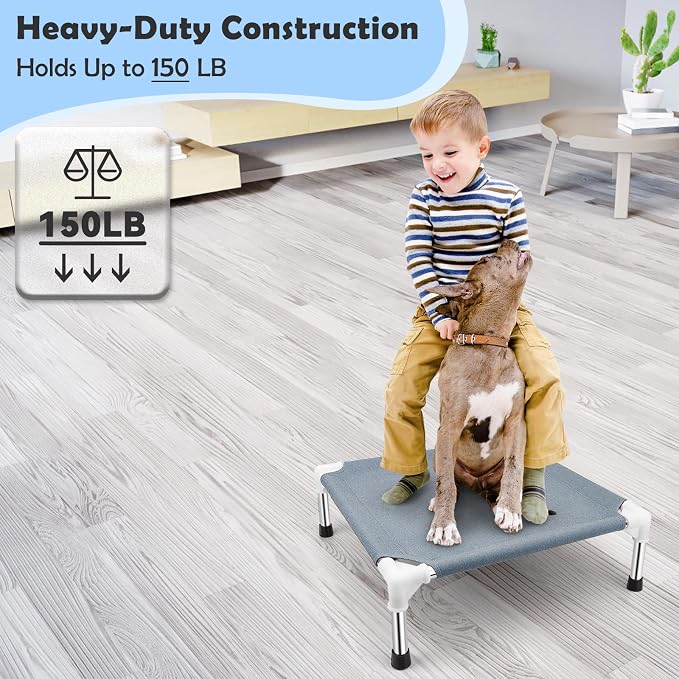 Elevated Dog Bed for Small Dogs, Dog Cooling mat Cot, Raised Dog Bed | Indoor Detachable Raised Dog Bed, 20" L x 20" W x 6.5"H，with Non-Slip Feet，Soft and Luxurious Comfortable