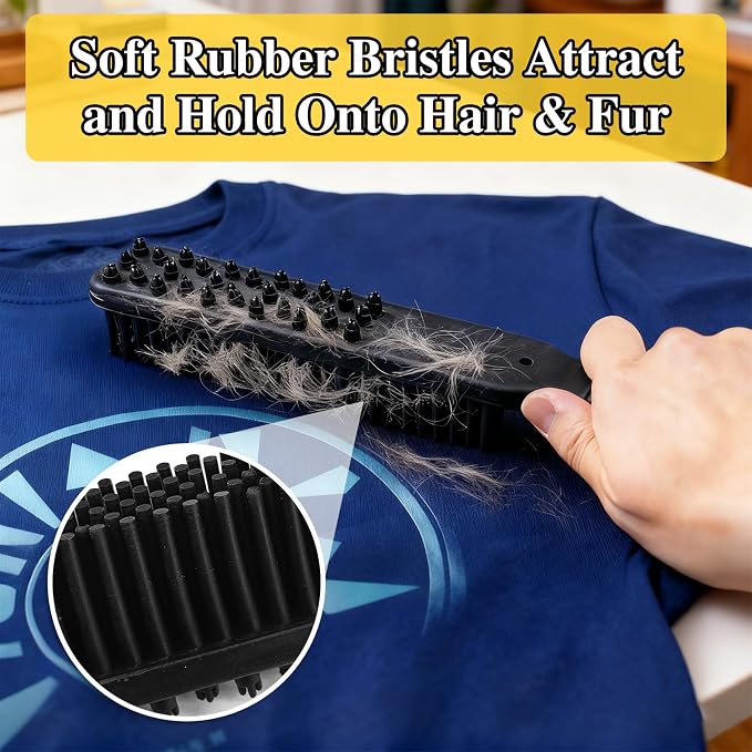 Easy-Clean Pet Rubber Hair Removal Brush – Multi-Surface Cleaning Tool for Cars & Home