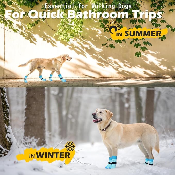 EXPAWLORER 6Pcs Anti Slip Dog Socks to Prevent Licking Paws, Dog Shoes for Hot Pavement Double Sides Dog Boots & Paw Protectors Booties for Hardwood Floors with Grip Small Medium Large Senior Dogs, S
