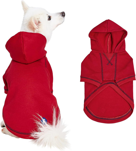 Blueberry Pet Hoodie – 14″ Soft French Terry Chilly‑Season Sweatshirt with Hood, Red, Award‑Winning Small‑Dog Jersey