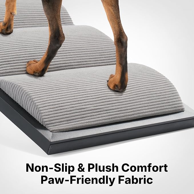 Veehoo Foldable Dog Ramp for Bed Couch Large Dogs, Adjustable 17-23'' High | Portable Dog Stairs 17" Extra Wide for Small Medium Large Pet, Folding Indoor Doggie Steps with Non-Slip Pad, up to 150lbs