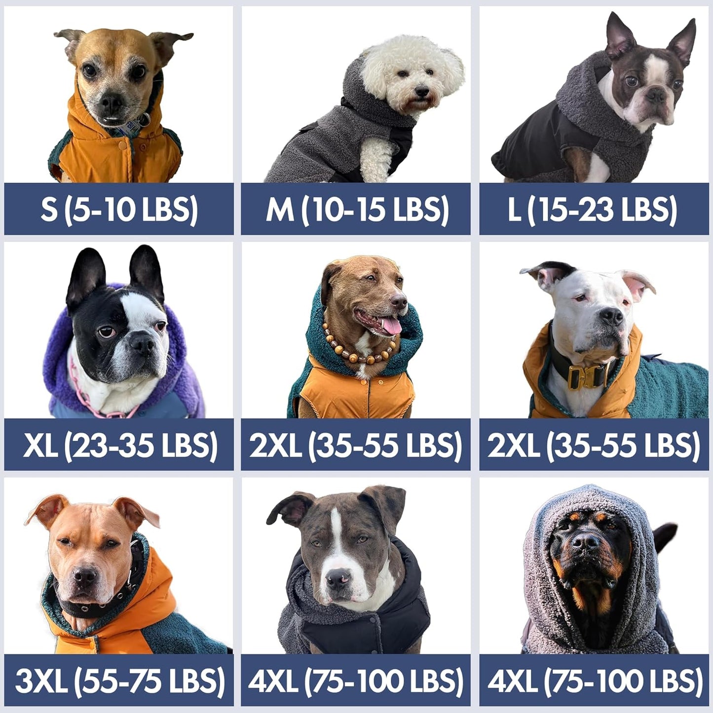 Spark Paws Reversible Dog Sweater, Sherpa Jacket Vest with Warm Fleece Lining, Warm Coat for Winter, Suitable for Small Medium, Large, XL XXL Dogs - Black and Grey - S