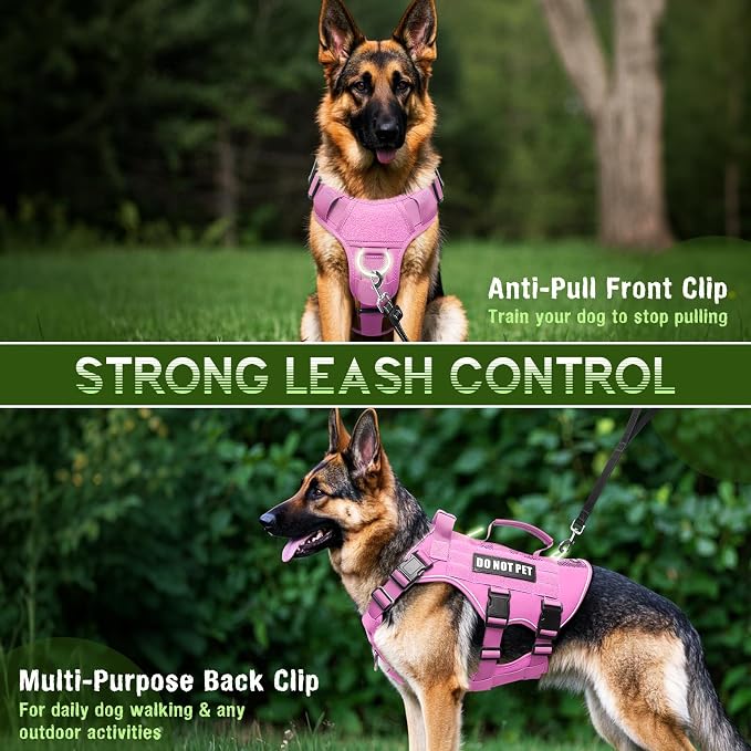 Tactical Molle Vest Mesh Dog Harness with 10 Removale Pet Patches | Breathable Service Dog harness with Double Soft Padded Handle for Small Dog, Reflective Military Pet Vest for Walk Hiking