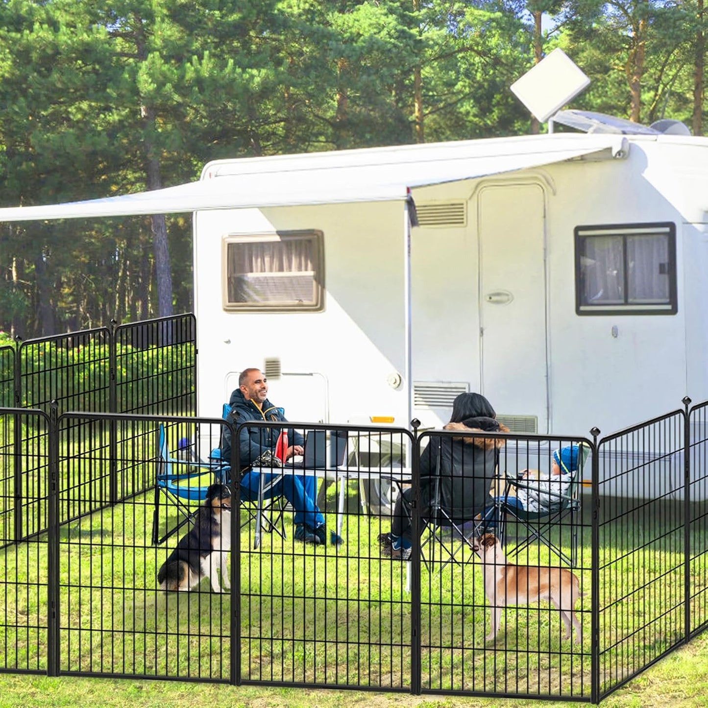 Dog Playpen Outdoor 40 inch 12 Panels Indoor Dog Pen for Large/Medium/Small Dogs Rustproof Metal Dog Fence Outdoor for Yard, Puppy Playpen with Door Portable Pet Fence for RV Camping Yard