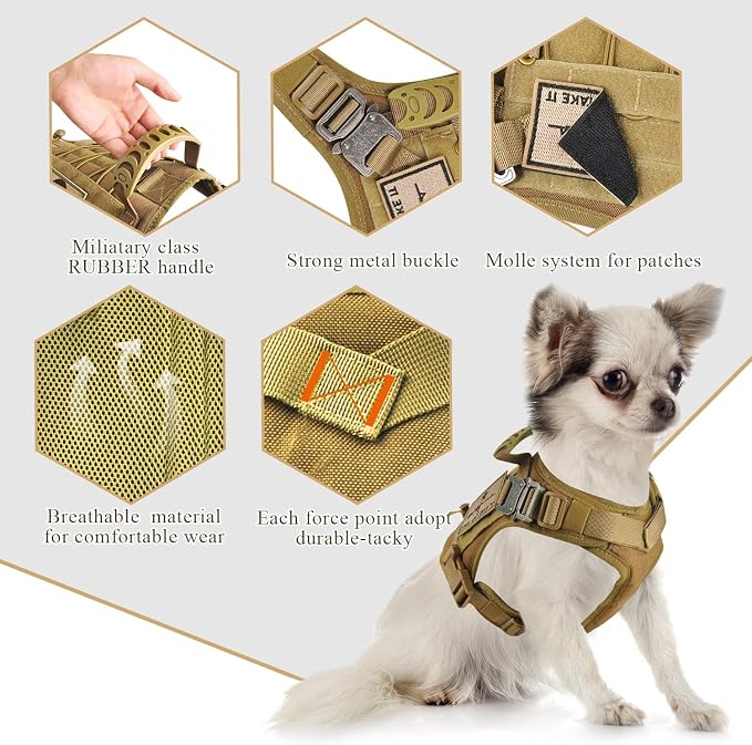Tactical Service Dog Vest Harness K9 Military Molle Dog Vest for Outdoor Training Waterproof Pet Dog Harness with Rubber Handle & Metal Buckle