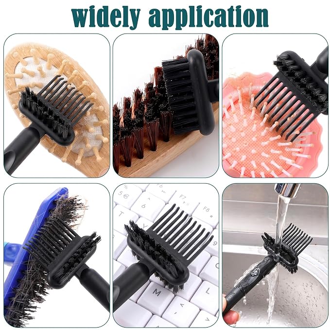 2-in-1 Hair Brush Cleaner & Remover Tool Brush Cleaning Tool Comb Cleaner Effective Hairbrush Cleaners Small and Portable for Travel Man Woman Home Salon Removing Hair Dust(Green)