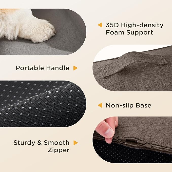 Joydeco Dog Stairs for Bed 29" H, 5-Step Pet Steps for Small Dogs and Cats, Dog Steps for High Bed, Non-Slip Balanced Ramp Indoor Pet Stairs, Brown