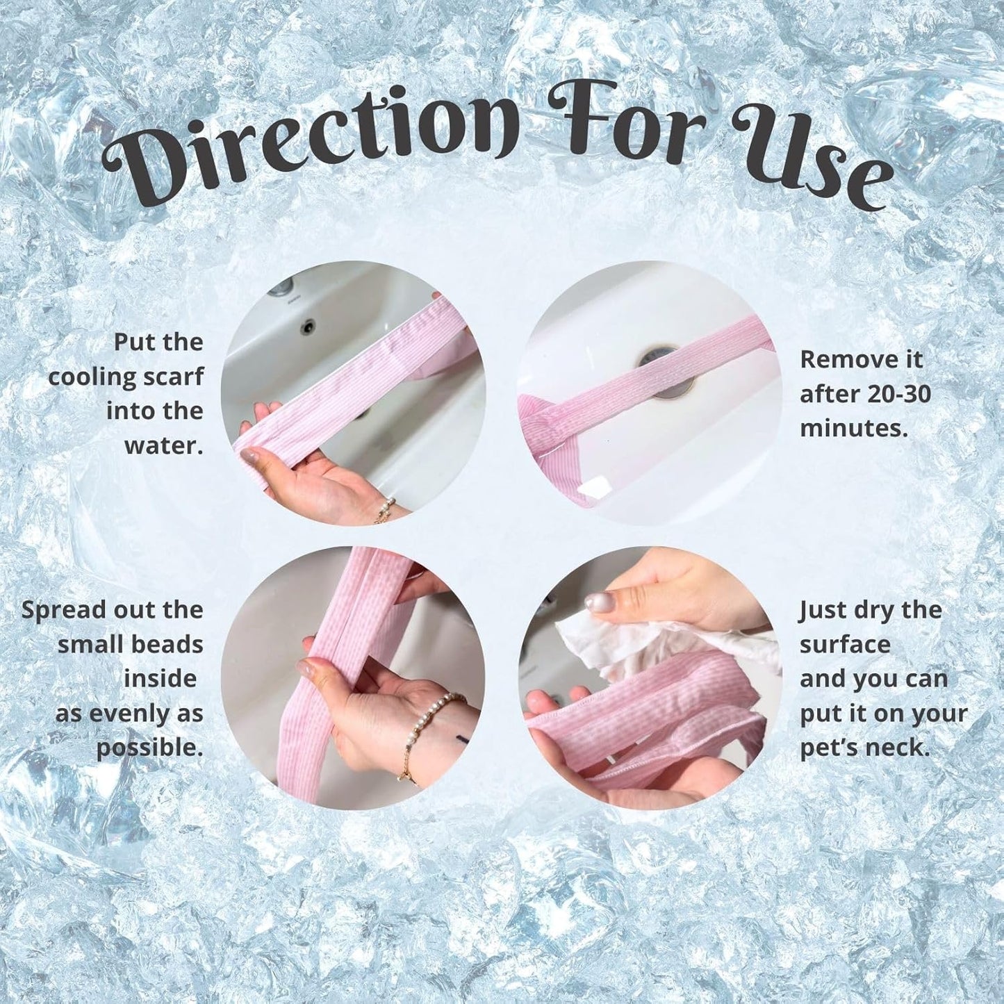 4pcs Cooling Scarf for Pets,Summer Cooling Scarves Keep Cats and Dogs Cool, Reused,Rrecycled,Suitable for Dogs (4pcs-Blue Stripe)