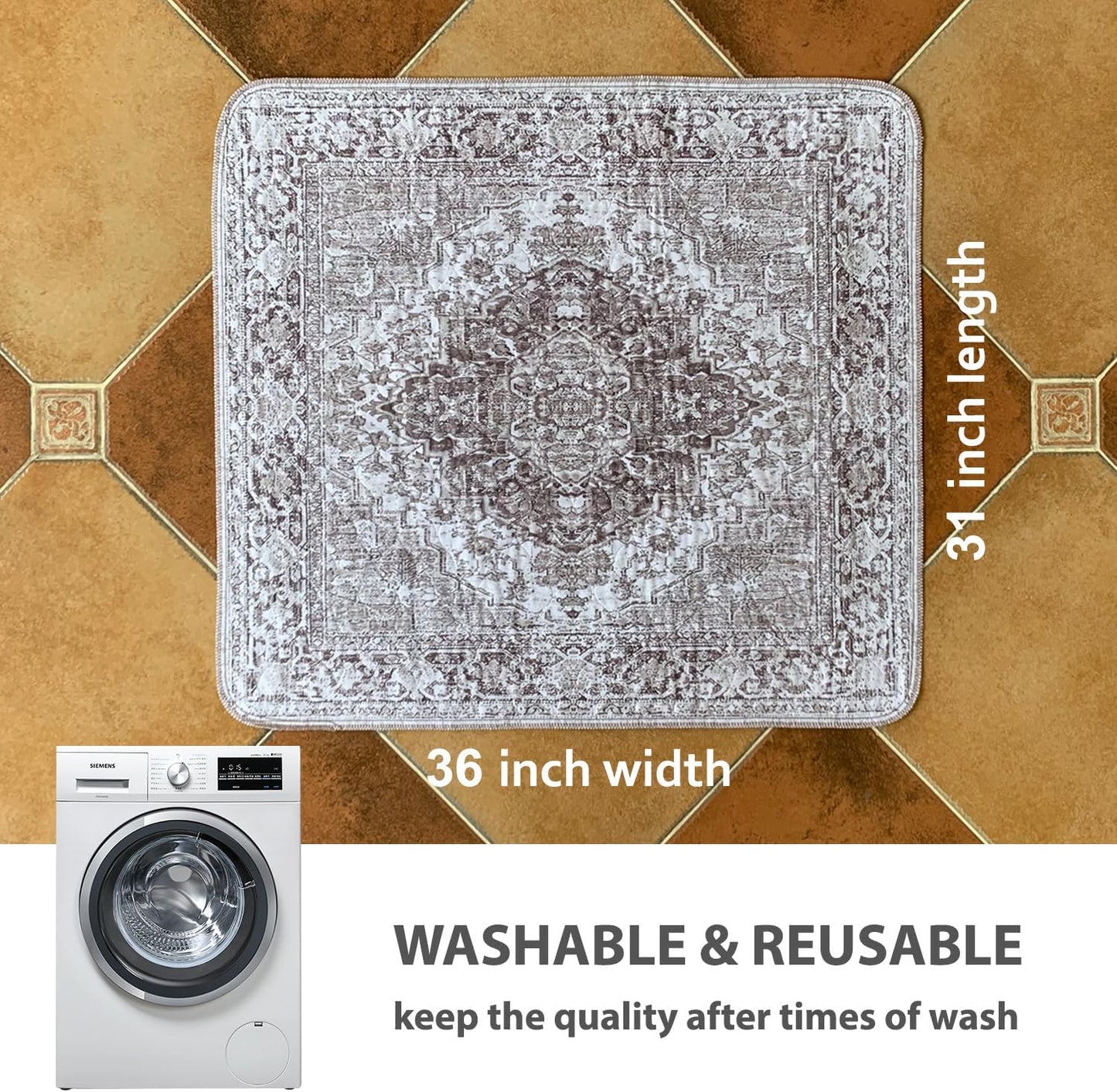 nunubaby Washable Pee Pads for Dogs, Stylish, Non-Slip and Leak-Proof Pee Pads. Reusable Potty Pads for Dogs for Crates and Floors.(Brown/Geo, 31" x36")