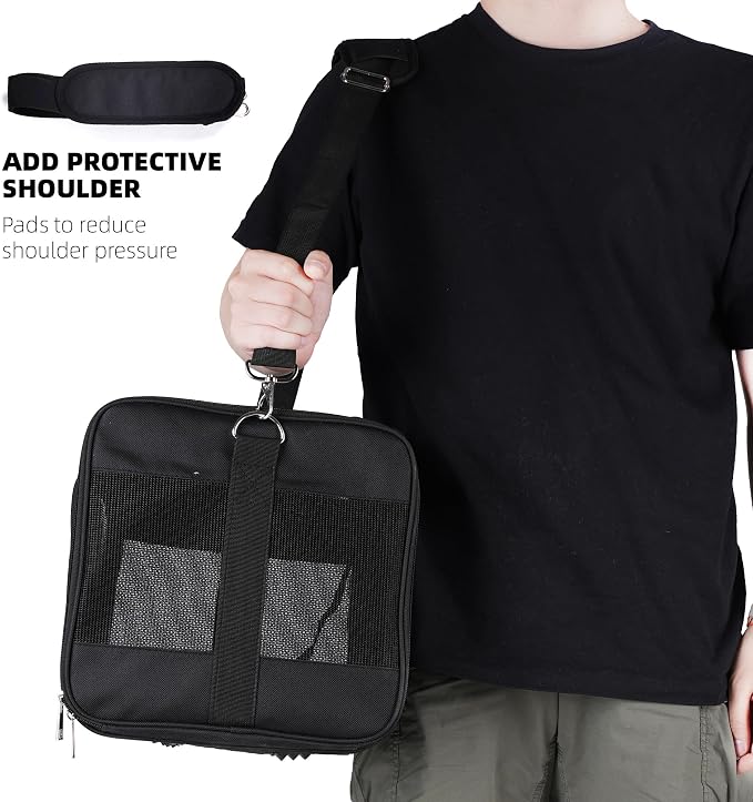 ROYPET Cat Carrier,Portable Pet Carrier Bag for Cats and Small Dogs,Foldable Soft-Sided and Scratch-Proof mesh Cat Bag Pet Carriers,Airline Approved Pet Carrier,Pet Travel Carrier Up to 15 Lbs,Black