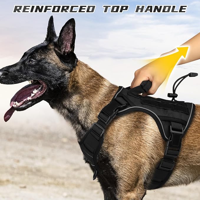 WINGOIN Black Tactical Dog Harness for Small Dogs,No Pull Dog Harness | Heavy Duty with Handle,Adjustable Reflective,Military K9 Body Pet Vest,for French Bull Pugdog,for Walking Training Running