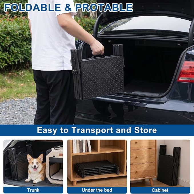 Dog Steps for Car, Truck, SUV, Dog Ramps for Cars with High Traction Surface, Portable Waterproof Dog Stairs for Large Dogs, Supports Up to 250 lbs, 7 Steps