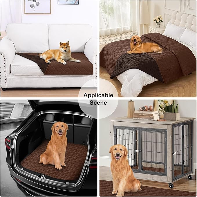 Smiry Reversible Waterproof Couch Covers for Sofa, Washable Dogs Pet Couch Covers for 3 Cushion Sofa Pet Friendly, Water Resistant Furniture Protector Slipcover, Geometric (68"x82", Brown/Chocolate)