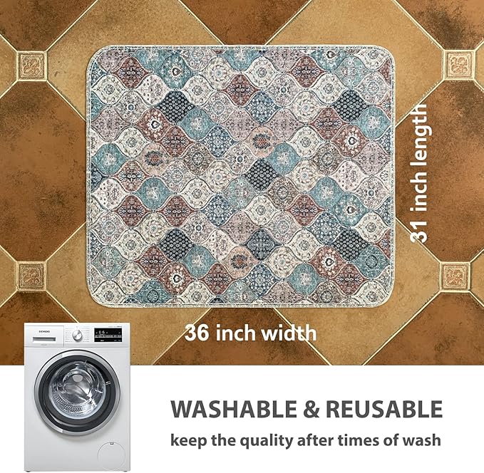 nunubaby Washable Pee Pads for Dogs, Stylish, Non-Slip and Leak-Proof Pee Pads. Reusable Potty Pads for Dogs for Crates and Floors.(Dark Red/Multi, 31" x36" )