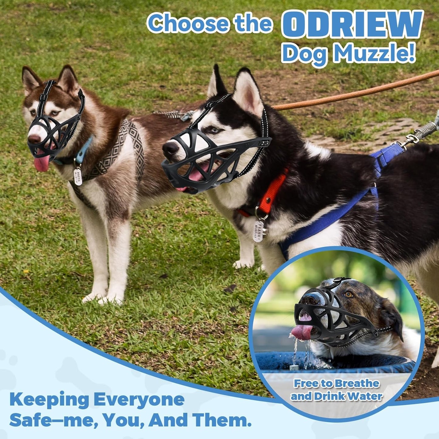 Dog Muzzle for Large Dogs, Breathable Basket Muzzles for Small, Medium and X-Large Aggressive Dog, Allows Panting Drinking, Suitable for Grooming Trimming Training (Black, XL)