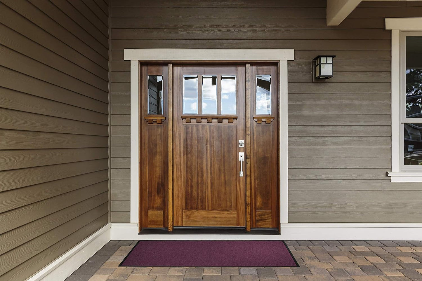 M+A Matting WaterHog Diamond | Commercial-Grade Entrance Mat with Rubber Border – Indoor/Outdoor, Quick Drying, Stain Resistant Door Mat (Solid Red, 3' x 8')