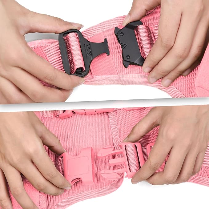 AIWAI Tactical Dog Harness with Handle for Large Dogs,2X Metal Buckle, Dog MOLLE Vest with Pockets,No Pull Adjustable Pet Harness, Easy Control Dog Vest Harness for Working Training (Pink, Medium)