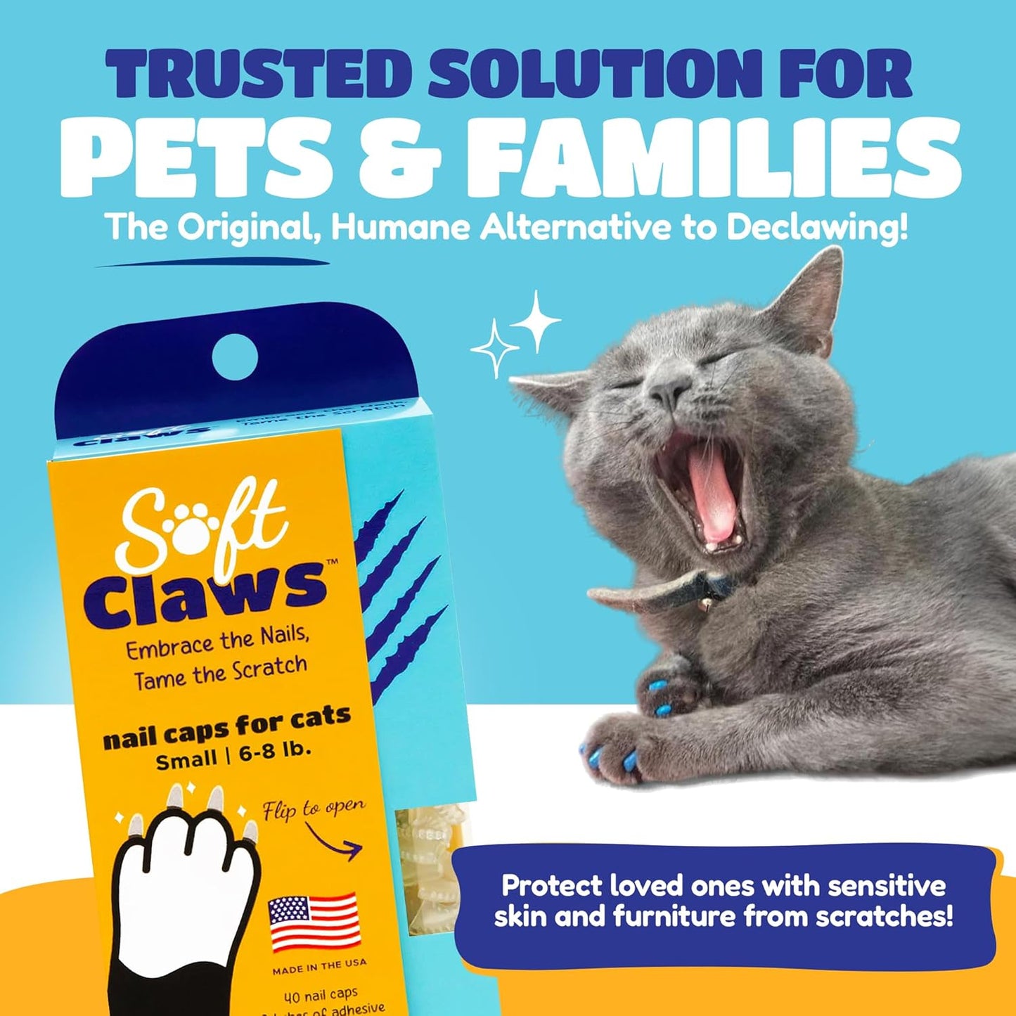 Soft Claws Safe Scratch-Free Solution for Cats - CLS (Cleat Lock System), Size: Small, Color: Red
