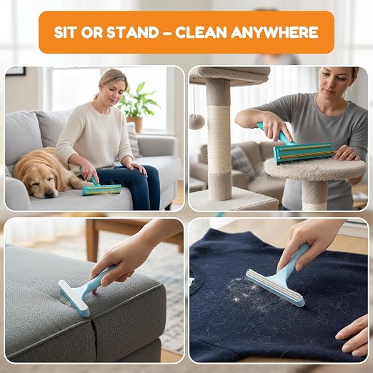 3 In 1 Carpet Rake for Pet Hair Removal Tool with Long & Short Handle and Rubber Detail Brush, Carpet Brush for Pet Hair, Deep Cleaning Pet Hair Removal Broom for Carpets Couches Rug Furniture
