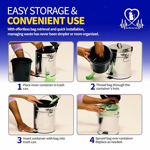 Pet Fit For Life Steel Trash Can with Lid, Small, 5L/1.3 Gallons | Steel Galvanized Bin with Step Foot Pedal, Plastic Inner Lining, Liner Bags, Weather-Resistant Design, 11 Inches Tall