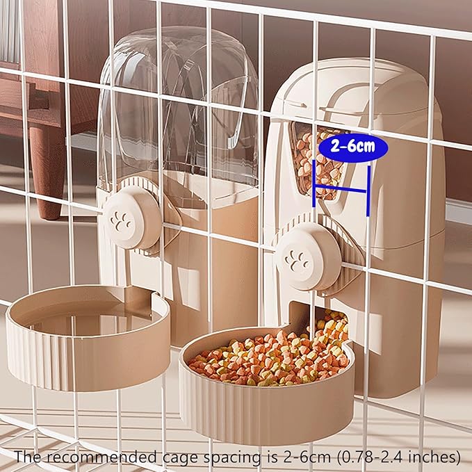 Hanging Cage Automatic Pet Food Water Dispenser 34oz, Large Capacity Feeder Gravity Refill Food and Siphon Suction Water Set for Dog Cat Rabbit Chinchilla and Ferret (Food and Water Dispenser)