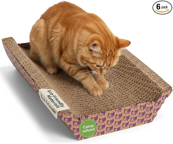 SmartyKat Super Scratcher Chaise Corrugated Cat Scratcher,Catnip Infusion Technology - Brown,One Size,(Pack of 6)