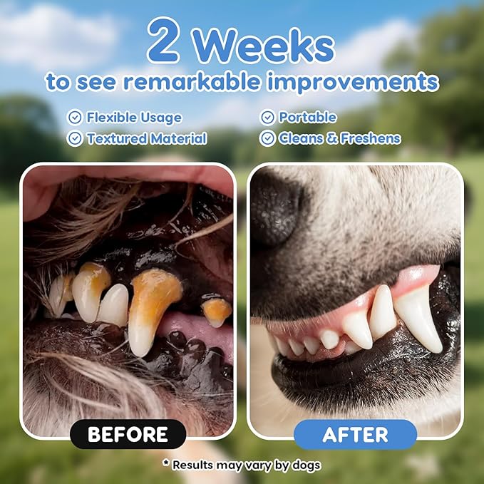 Dog Dental Care Wipes - 60Ct Tooth Brushing kit, Heavy Duty Teeth Cleaning for Dogs & Cats, Remove Tartar & Plaque, Dog Breath Freshener, Dog Toothbrush & Toothpaste Alternatives (Coconut)